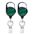 2pcs  65cm Retractable Pull Badge Reel Vintage Compass Map Name Tag Card Badge Holder(Green Marble)