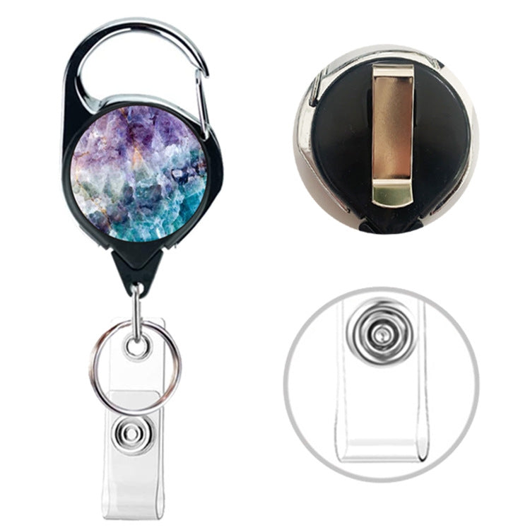 2pcs  65cm Retractable Pull Badge Reel Vintage Compass Map Name Tag Card Badge Holder(Mandala)
