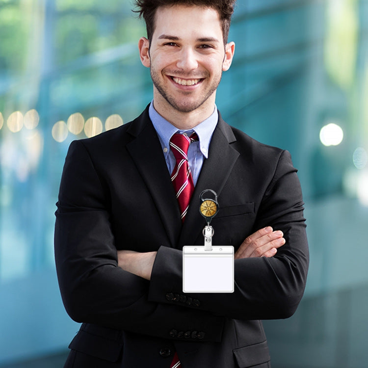 2pcs  65cm Retractable Pull Badge Reel Vintage Compass Map Name Tag Card Badge Holder(Mandala)