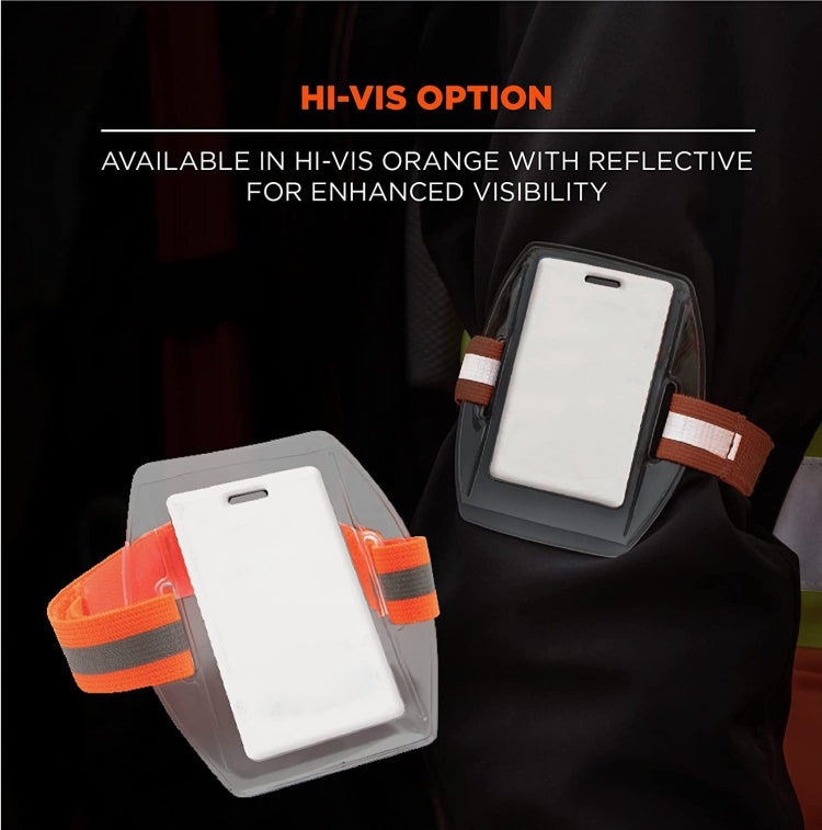 PVC Soft Plastic Card Holder Polyester Reflective Wristband Badge Card Holder Arm Adjustable ID Badge, Specification: Black