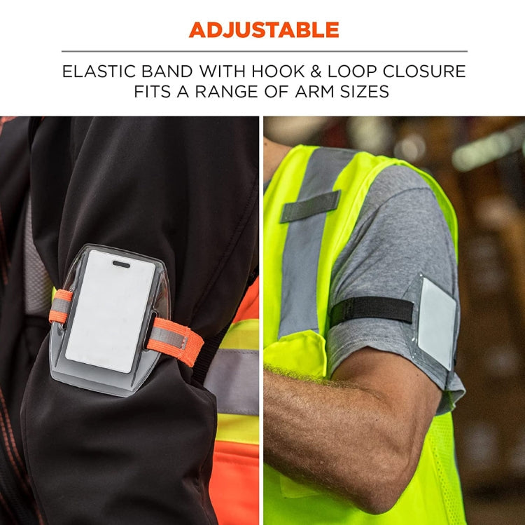 PVC Soft Plastic Card Holder Polyester Reflective Wristband Badge Card Holder Arm Adjustable ID Badge, Specification: Black
