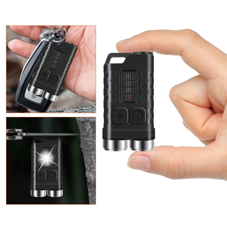 V3 Keychain Light USB Rechargeable Strong Light Mini Flashlight(Transparent Black)