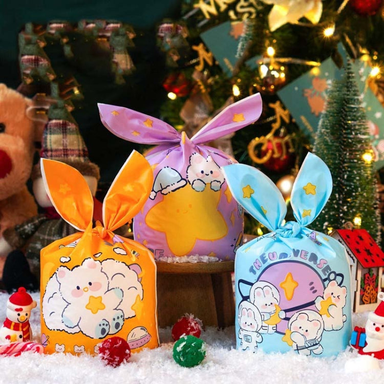 1bag Candy Packaging Bags Baking Biscuit Gift Bags 13.5x22cm(Space Rabbit)