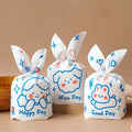 1bag Candy Packaging Bags Baking Biscuit Gift Bags 13.5x22cm(Blue Bunny Girl)