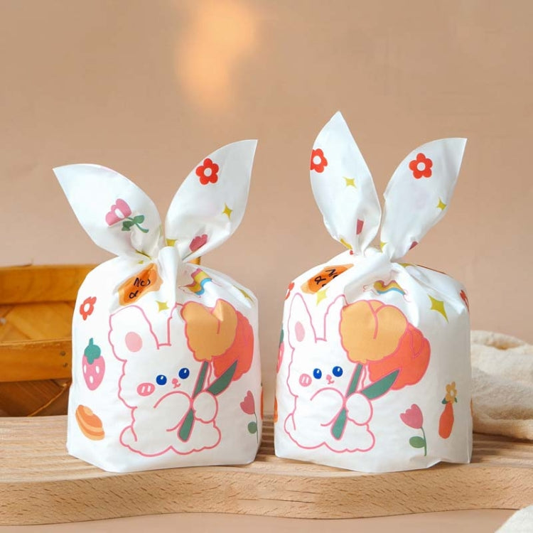 1bag Candy Packaging Bags Baking Biscuit Gift Bags 13.5x22cm(Pink Rabbit Flower)