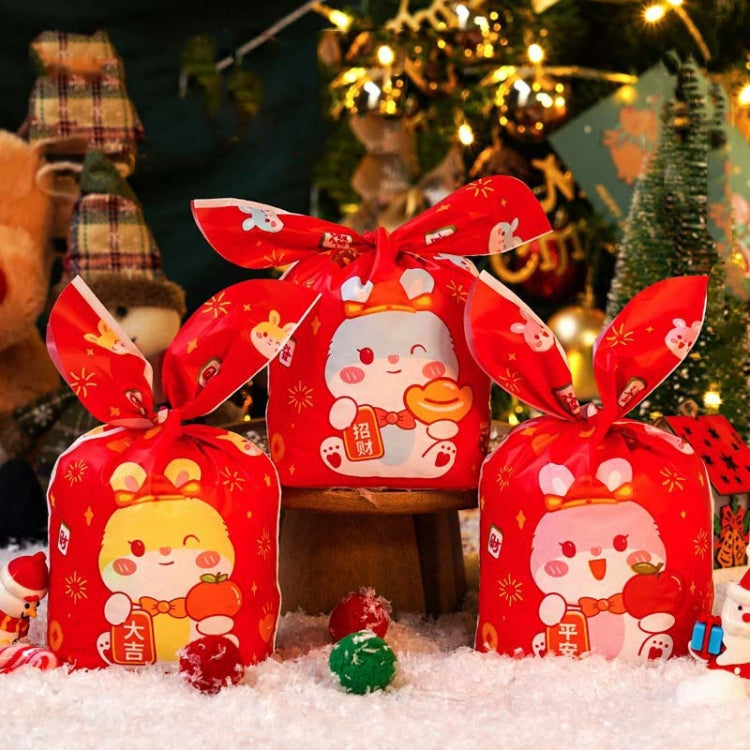 1bag Candy Packaging Bags Baking Biscuit Gift Bags 13.5x22cm(Year Rabbit)