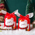 1bag Candy Packaging Bags Baking Biscuit Gift Bags 13.5x22cm(Red Scarf Bear)