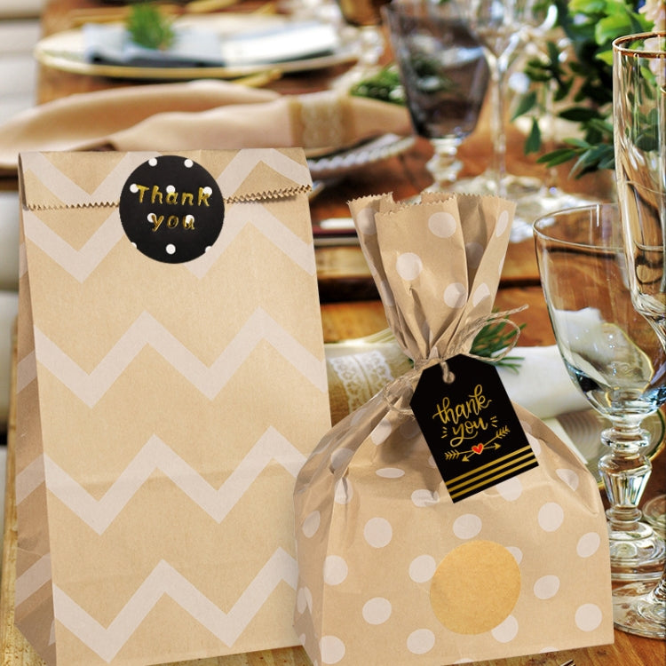 24 In 1 Point Striped Cowhide Paper Bag Retro Thanks Gift Bag Party Bakery Biscuits Candy Bag(Style 1)