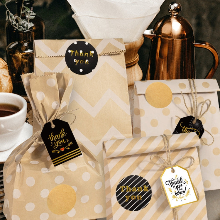 24 In 1 Point Striped Cowhide Paper Bag Retro Thanks Gift Bag Party Bakery Biscuits Candy Bag(Style 2)