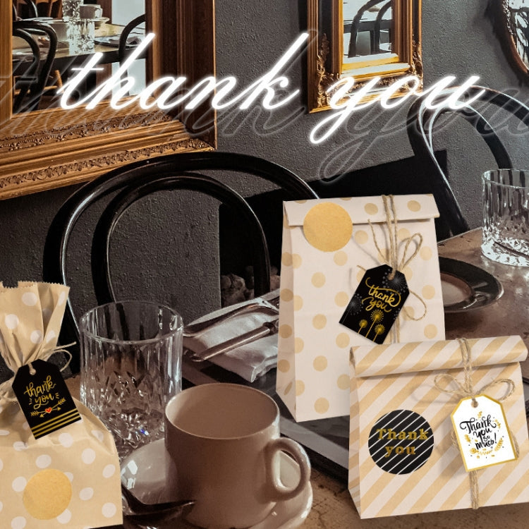 24 In 1 Point Striped Cowhide Paper Bag Retro Thanks Gift Bag Party Bakery Biscuits Candy Bag(Style 1)
