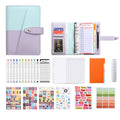 A6 YMX-012 PU Leather Budget Binder Notebook Macaron Color Matching Handbook(Blue+Purple)