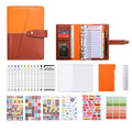 A6 YMX-012 PU Leather Budget Binder Notebook Macaron Color Matching Handbook(Orange+Brown)