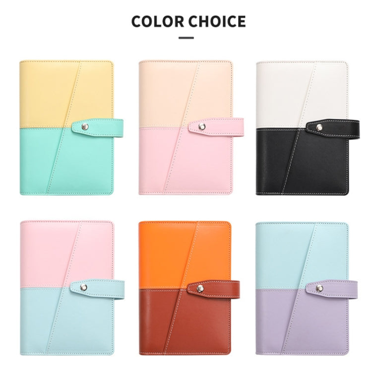A6 YMX-012 PU Leather Budget Binder Notebook Macaron Color Matching Handbook(Pink+Blue)