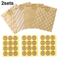 2sets Wave Dot Packaging Kraft Paper Bag Stickers DIY Baking Packaging Gift Bags(G4-40+Thank You Sticker)