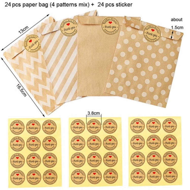 2sets Wave Dot Packaging Kraft Paper Bag Stickers DIY Baking Packaging Gift Bags(G4-40+Thank You Sticker)