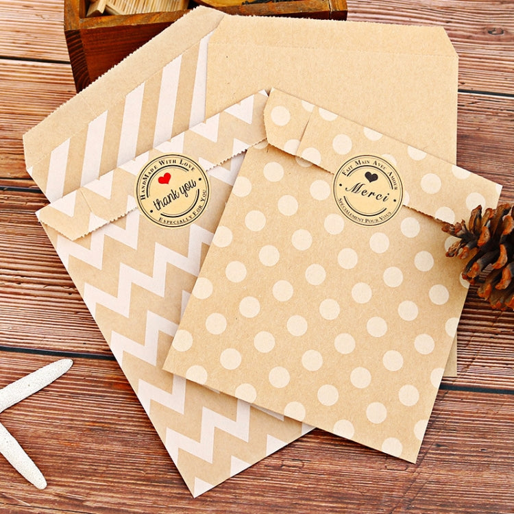 2sets Wave Dot Packaging Kraft Paper Bag Stickers DIY Baking Packaging Gift Bags(G4-40+Thank You Sticker)