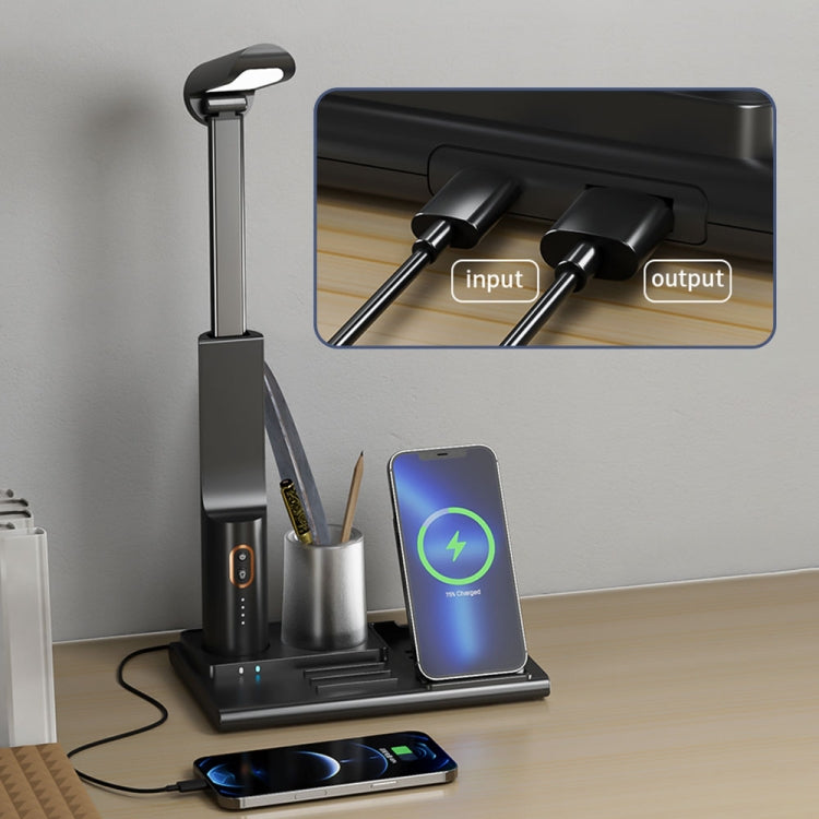 X5 15W Wireless Charging Folding Desk Lamp Phone Stand with Pen Holder(White)