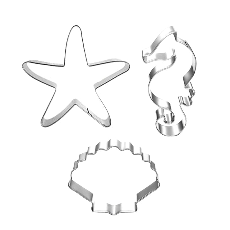 3 in 1  Ocean Series Seahorse Starfish Shell Baking Moulds Flip Sugar Cookie Mould
