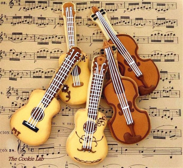 5pcs Guitar Shape Baking Biscuit Mold Stainless Steel Fondant Mousse Circle
