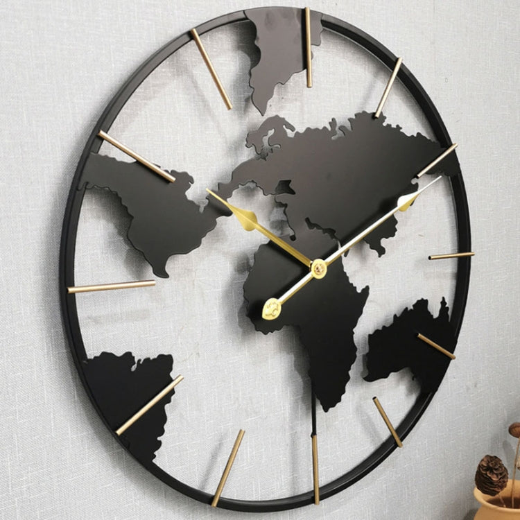 0818 3D Stereo World Map Art Wall Decoration Clock Round Wall Clock(Style 2)
