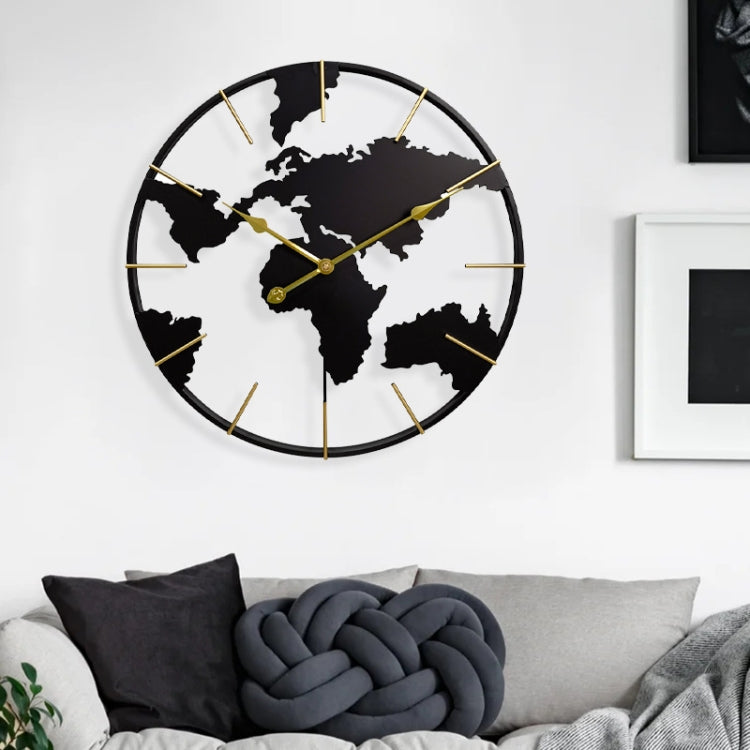 0818 3D Stereo World Map Art Wall Decoration Clock Round Wall Clock(Style 1)