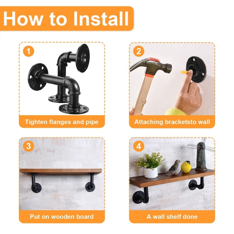 Wrought Iron Hanging Potted Plant Wall Shelf Water Pipe Shelf 14x14cm