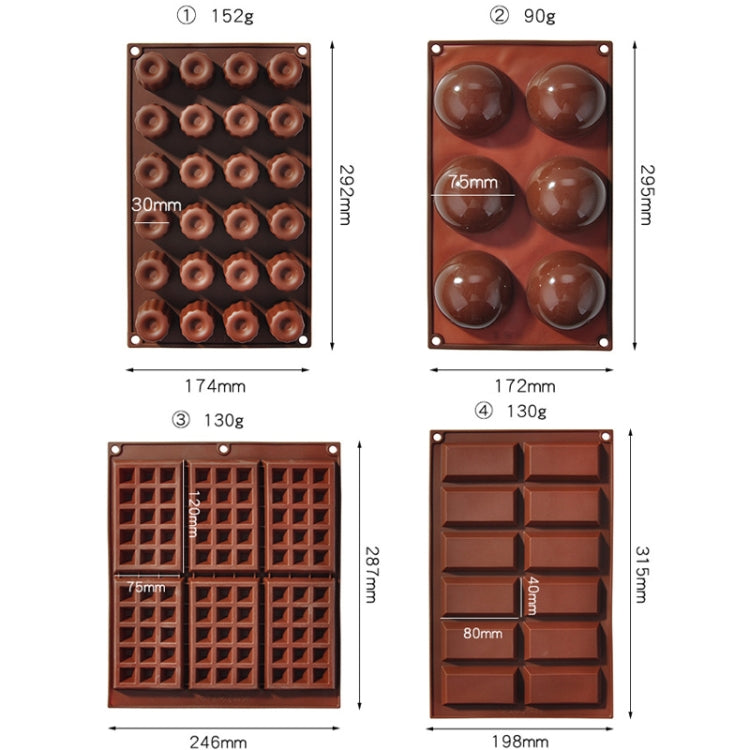 Silicone Baking Tools Cookie Chocolate Waffle Cake Mold,Style: 6-grid Pudding Mold