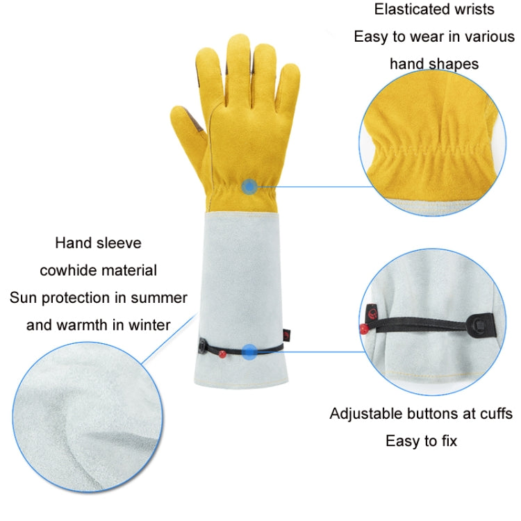 Leather Extended Thick Gardening Gloves Welder Work Gloves, Specification: Gold White XL
