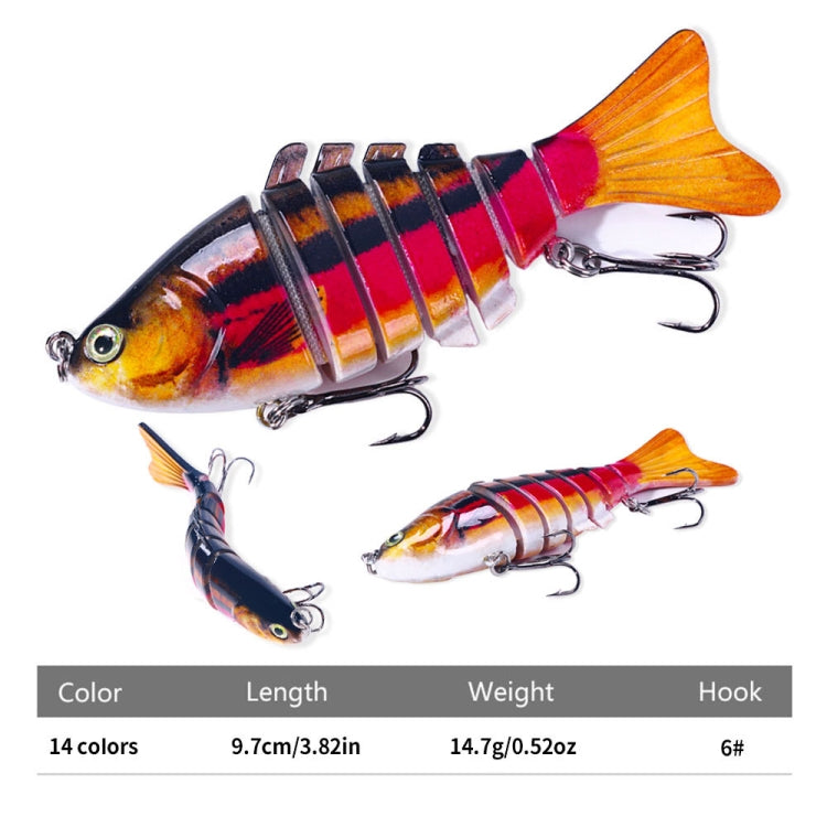 HENGJIA JM062 7 Section Fish Fake Lures VIB Minnow Fishing Lures, Size: 10cm 15g(2)