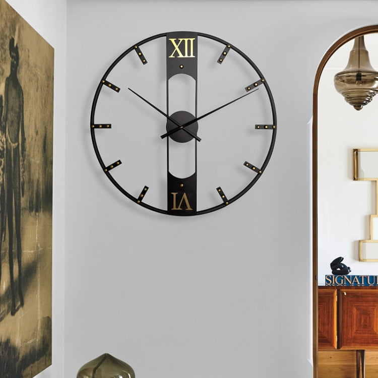 YX8836 Home Decor Wall Clock Wrought Iron Rivet Scale Silent Clock, Size: 60cm