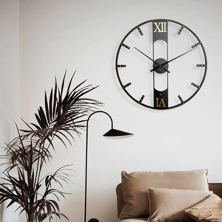 YX8836 Home Decor Wall Clock Wrought Iron Rivet Scale Silent Clock, Size: 80cm