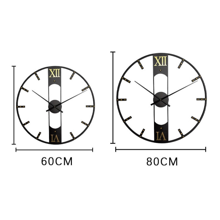 YX8836 Home Decor Wall Clock Wrought Iron Rivet Scale Silent Clock, Size: 80cm