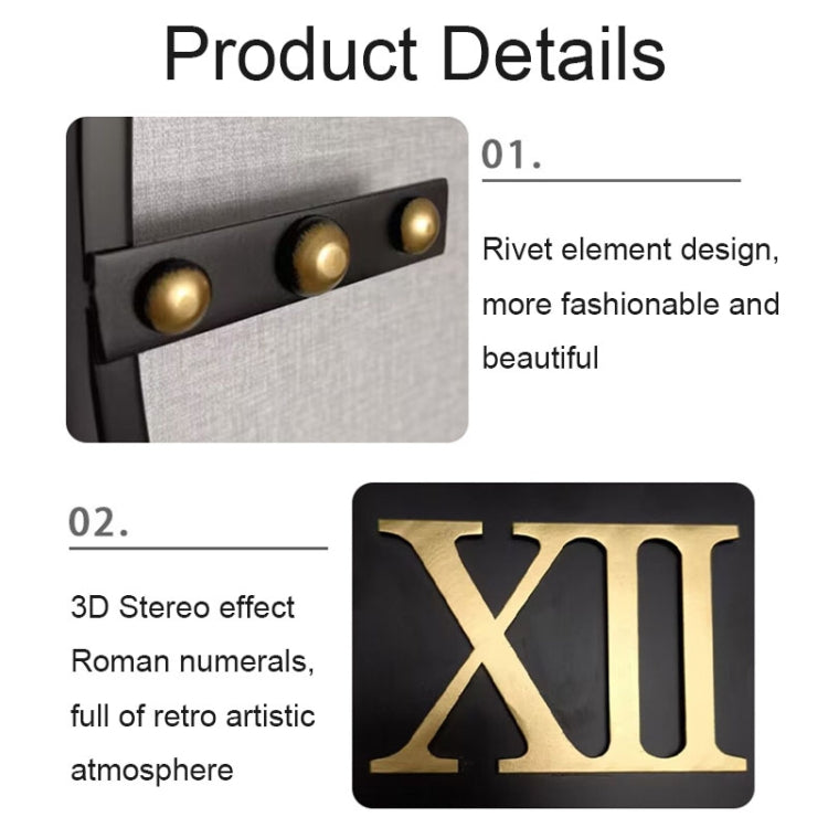 YX8836 Home Decor Wall Clock Wrought Iron Rivet Scale Silent Clock, Size: 80cm