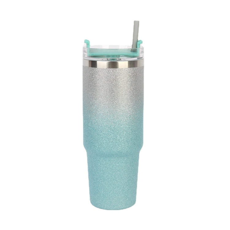30oz Glitter Insulation Coffee Cup Double Layer Ice Cup Stainless Steel Car Cup With Straw(Pink Blue)