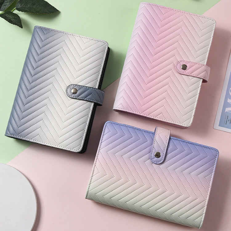A6 PU Macaron Gradient Color Loose-leaf Notepad Notebook Budget Book(Black)