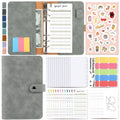 H666 A6 Loose-leaf Binder Cash Budget Handbook Vintage PU Leather Notebook with Window(Light Gray)