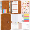 H666 A6 Loose-leaf Binder Cash Budget Handbook Vintage PU Leather Notebook with Window(Amber Brown)