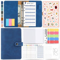 H666 A6 Loose-leaf Binder Cash Budget Handbook Vintage PU Leather Notebook with Window(Treasure Blue)