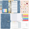 H666 A6 Loose-leaf Binder Cash Budget Handbook Vintage PU Leather Notebook with Window(Denim Blue)