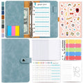 H666 A6 Loose-leaf Binder Cash Budget Handbook Vintage PU Leather Notebook with Window(Retro Green)