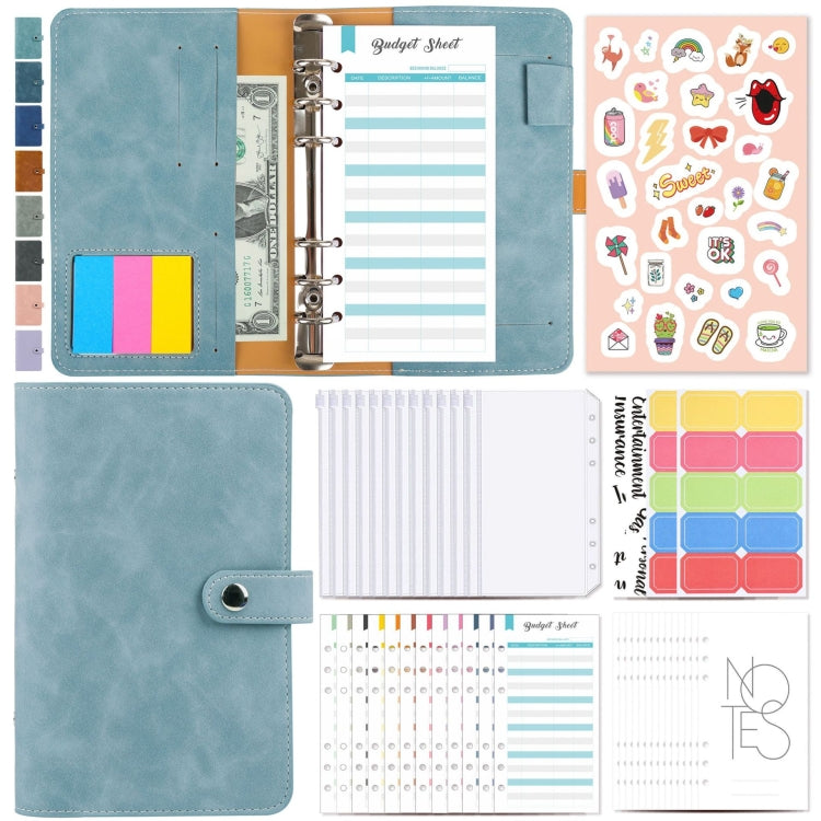H666 A6 Loose-leaf Binder Cash Budget Handbook Vintage PU Leather Notebook with Window(Retro Green)