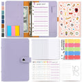 H666 A6 Loose-leaf Binder Cash Budget Handbook Vintage PU Leather Notebook with Window(Taro Purple)