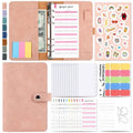 H666 A6 Loose-leaf Binder Cash Budget Handbook Vintage PU Leather Notebook with Window(Pink)