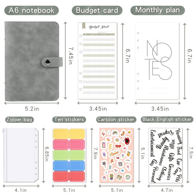 H666 A6 Loose-leaf Binder Cash Budget Handbook Vintage PU Leather Notebook with Window(Pink)