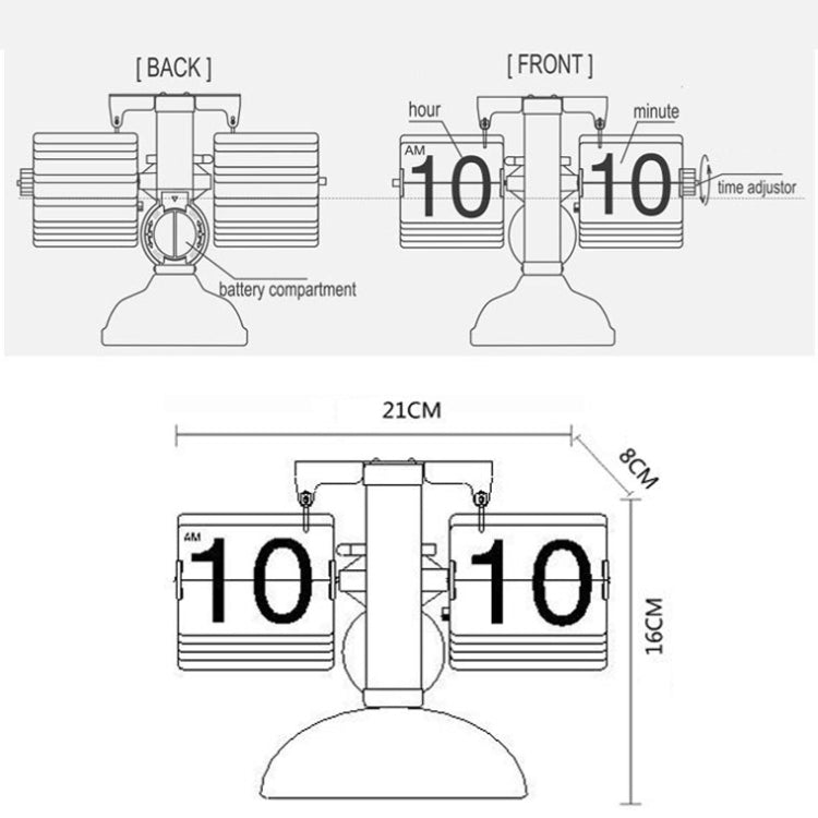 HY-F001 Auto-turning Balance-shaped Clock Home Decorative Flop Clock, Spec: Single (Full Black)
