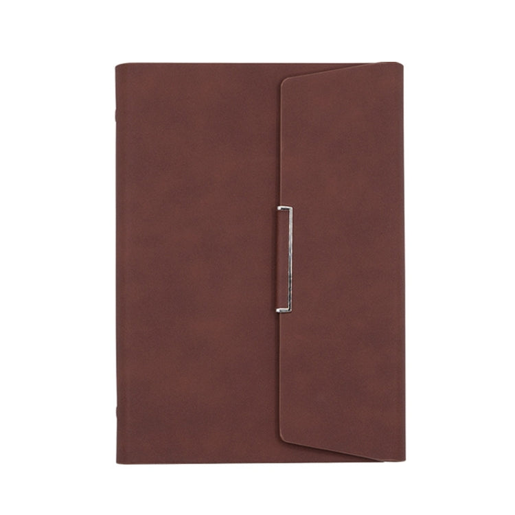 6 Hole Three Fold Loose-leaf Case A5 Business Notebook Office Stationery Notepad(Brown)