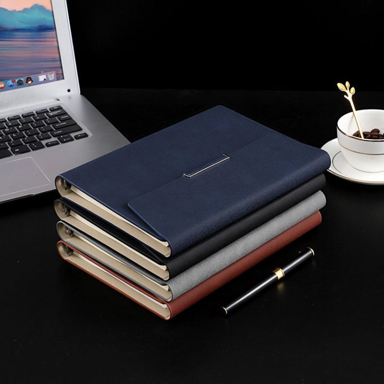 6 Hole Three Fold Loose-leaf Case A5 Business Notebook Office Stationery Notepad(Black)
