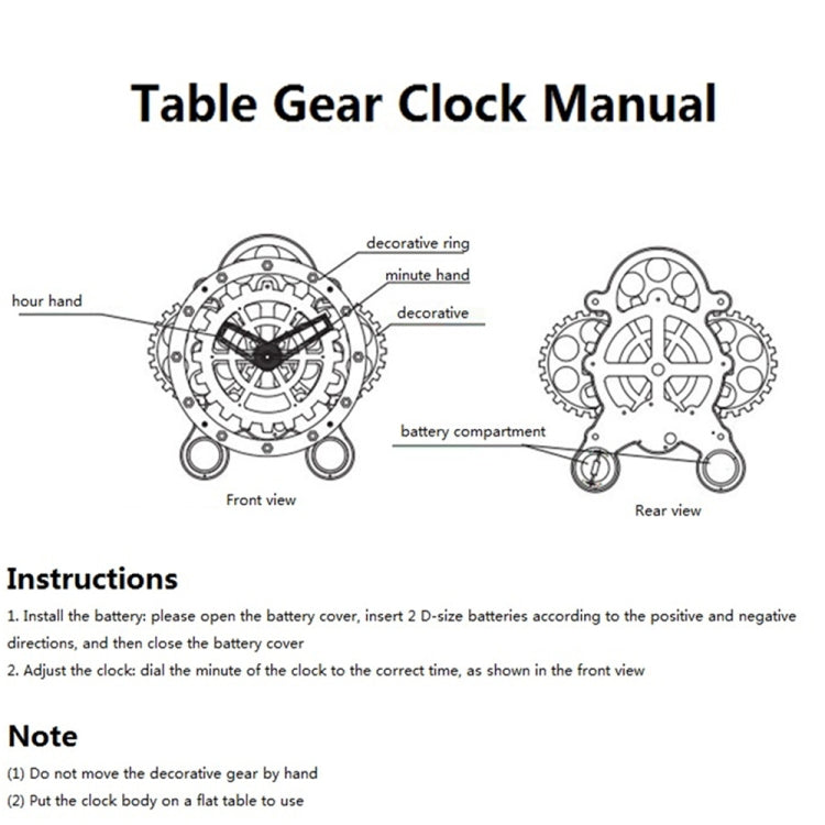 HY-G001 Rotating Double Gear Living Room Stainless Steel Decorative Clock(Silver)
