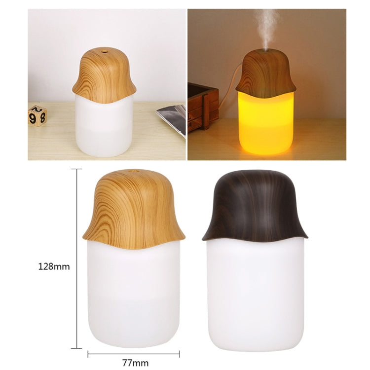 Desktop USB Humidifier Wood Grain Air Aromatherapy Night Light(Light Color)