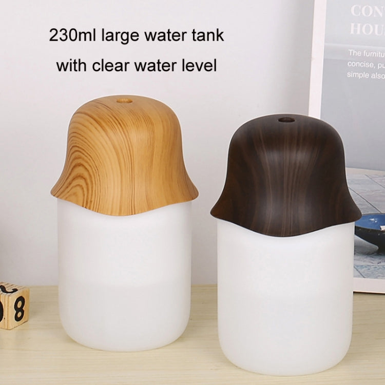 Desktop USB Humidifier Wood Grain Air Aromatherapy Night Light(Light Color)
